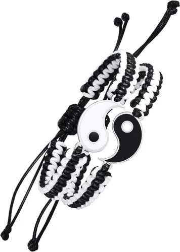 MEALGUET Juego de 2 pulseras Yin Yang para parejas y mejores amigos, hechas a mano, trenzadas, de macramé, pulsera Yin y Yang para 2 mejores amigos,