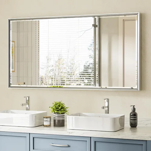 Miniatura 36 de Espejo de baño negro, espejo de baño biselado de 16 x 24 pulgadas para pared, espejo con marco negro antioxidante para decoración de baño, sala