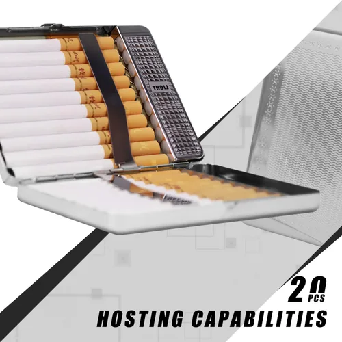 Miniatura 2 de 20 piezas de soporte de metal para cigarrillos con encendedor de arco de águila 3D - recargable eléctrico a prueba de viento USB sin llama (plata)