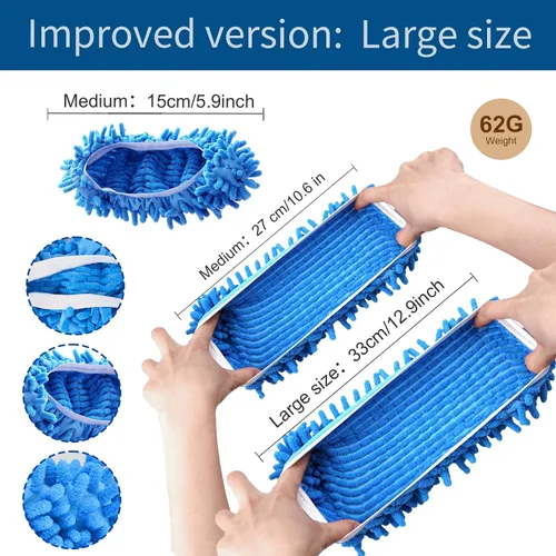 Miniatura 2 de Cosywell 5 pares de 10 pantuflas de mopa para suministros de limpieza de pisos, pantuflas de microfibra lavables y reutilizables, calcetines