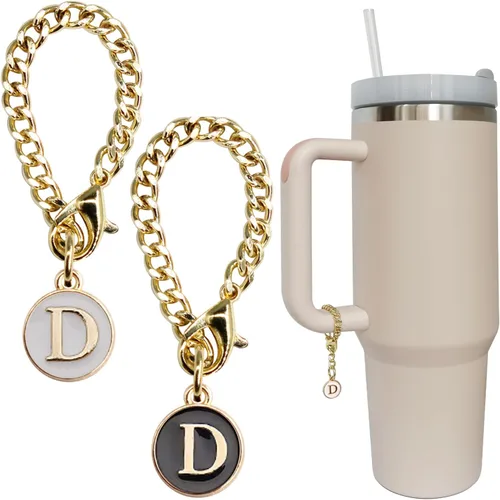 Miniatura 10 de Accesorios de dije de letra para vaso Stanley, 2 unidades, identificación con inicial de nombre, personalizable, para vaso Stanley H