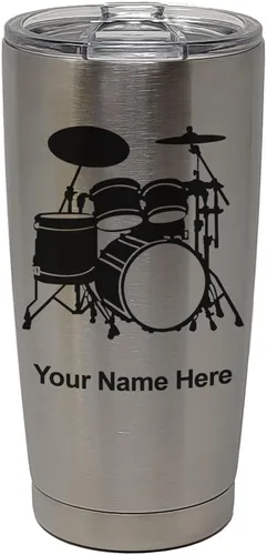 Miniatura 31 de LaserGram Vaso aislado al vacío de 20 onzas, juego de batería, grabado personalizado incluido (negro)