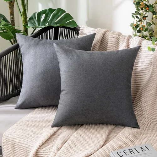 Miniatura 26 de MIULEE Paquete de 2 fundas decorativas para almohadas de exterior, sólidas, impermeables, de lino sintético, estilo granja de jardín, fundas de Óxido