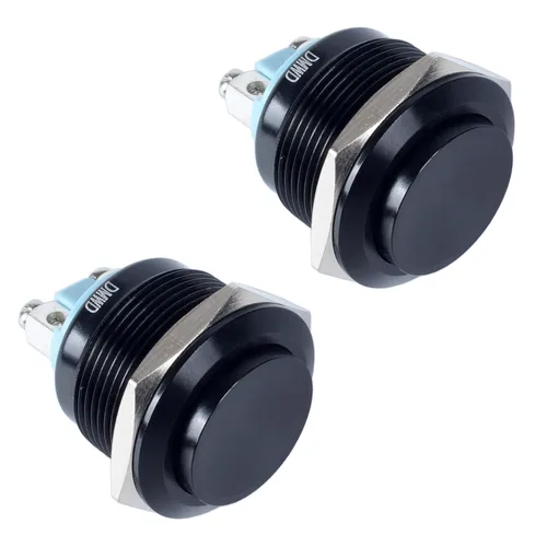 Miniatura 16 de Paquete de 2 interruptores de botón momentáneos de metal de 0.630 in, impermeables, IP66, terminales de tornillo antivandálicos de 12 V, 24 V, 36 V