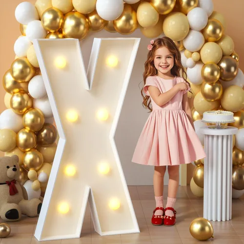 Miniatura 32 de imprsv Letras de marquesina iluminadas, letras de mosaico de 1.2 m con luz para decoración de baby shower, graduación, gran J para decoraciones