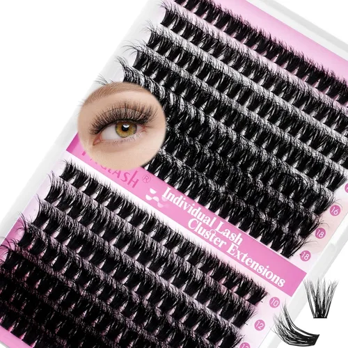 Miniatura 102 de Racimos de pestañas 10-16mm 144 piezas Bandeja mixta Pestañas individuales Rizo D Pestañas individuales en racimo Extensiones de pestañas