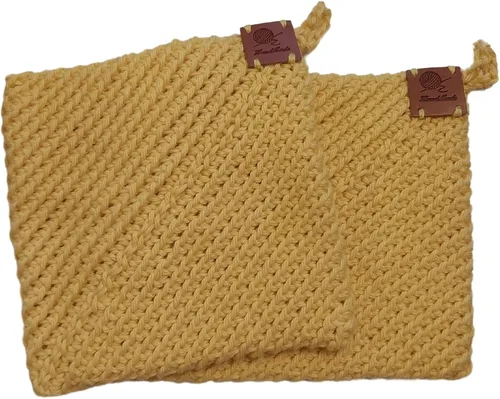 Miniatura 4 de Soportes para ollas de ganchillo hechos a mano, colección de color sólido, algodón de 6 x 6 pulgadas, resistentes al calor, doble capa, lazo