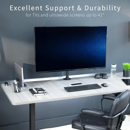 Miniatura 2 de VIVO Soporte de escritorio para TV y monitor de pantalla ultra ancha, altura ajustable y soporte de inclinación para pantallas de hasta 42 pulgadas