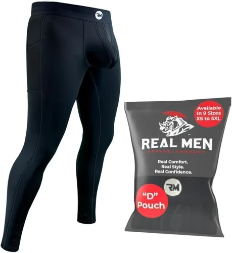 Real Men D Pouch - Pantalones de compresión para hombre, leggings para hombre, pantalones de yoga, medias, capa base para hombres clima frío