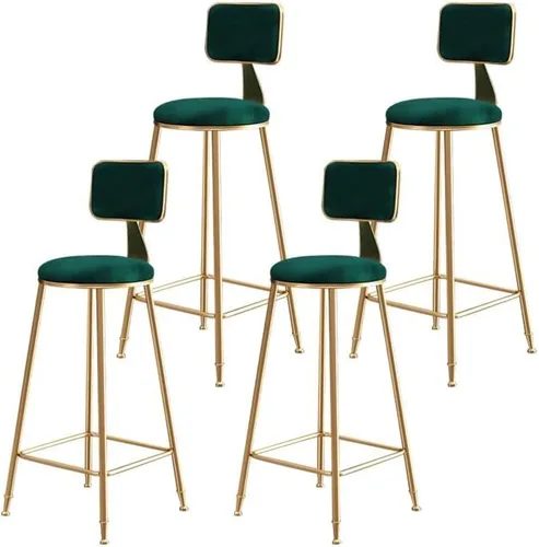 Miniatura 23 de Taburete moderno para mostrador, taburete sin brazos, taburete de hierro con cojín y pedal, 1 taburete corto (18 pulgadas de alto) azul