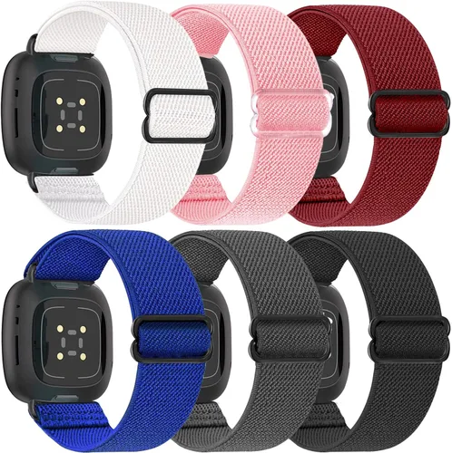 Miniatura 14 de Paquete de 6 bandas elásticas de nailon compatibles con Fitbit Versa 4 / Fitbit Sense 2 / Fitbit Versa 3 / Fitbit Sense, correas de repuesto