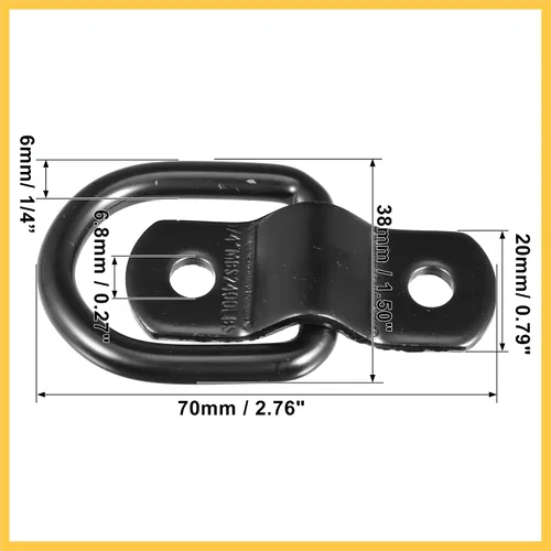 Miniatura 5 de Anclaje de amarre de anillo D de 1/4 pulgadas de diámetro, anillos en D, anillo de anclaje para remolque, camión, barco, RV, ATV, SUV, vehículos