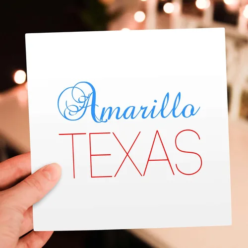 Miniatura 6 de 3dRose Amarillo, Texas, red, blue text. Patriotic home town design 1 Greeting Card with envelope