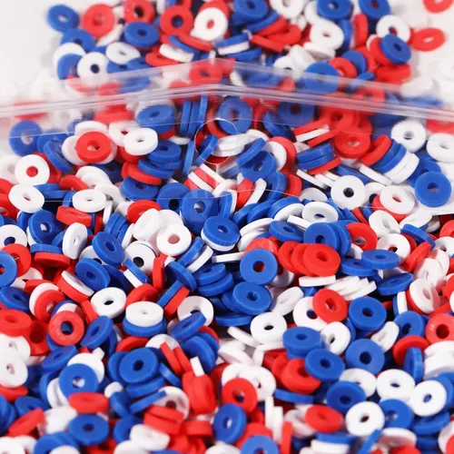 Miniatura 32 de 2000 cuentas de arcilla negra cian para hacer pulseras, cuentas planas redondas de arcilla polimérica de 0.236 pulgadas (0.236 in), cuentas Heishi