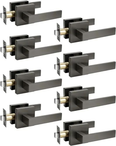 Miniatura 8 de KNOBWELL Paquete de 1 manija de puerta interior negra para uso en interiores, reversible para izquierda y derecha sin llave Negro