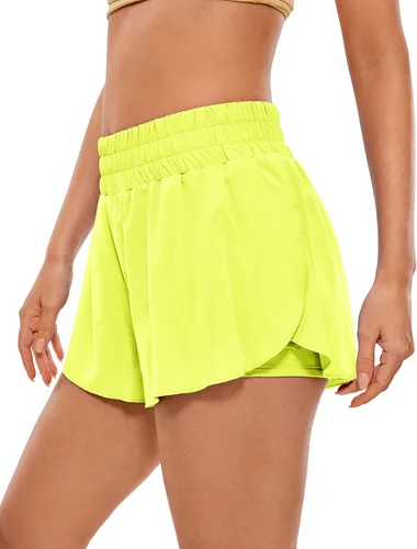 CRZ YOGA 2 in 1 Flowy Running Shorts for Women High Waisted Quick Dry Athletic Gym Lounge Workout Shorts Cute Tennis Skirts