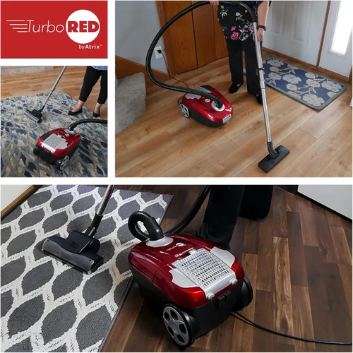Miniatura 7 de Atrix Turbo Red AHC-1 HEPA - Potente motor de velocidad variable de 1,400 W, diseño ligero de bolsa de 6 cuartos de galón, filtración de 3 etapas