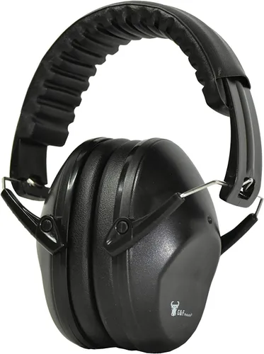 Miniatura 8 de Orejeras de protección auditiva con diseño plegable pasivo de perfil bajo 26dB NRR y reduce hasta 125dB, negro Orejera negra satinada