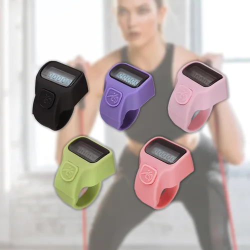 Miniatura 2 de Contador de dedos 5 canales digital Tasbih Número Clickers con pantalla LCD para contar oración tejer regalo deportivo Contador negro de moda