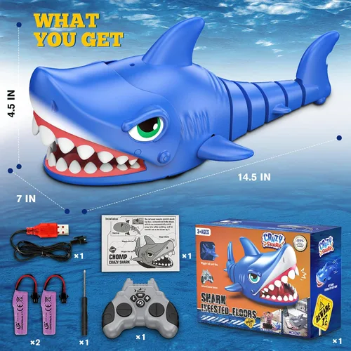 Miniatura 5 de Juguete de tiburón a control remoto para niños Robot de tiburón RC recargable con acción realista de mordida y natación, mascota electrónica