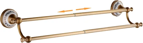 Miniatura 12 de Juego de accesorios de baño de bronce antiguo, toallero ajustable, soporte para rollo de papel higiénico, soporte para toalla de mano, gancho, juego