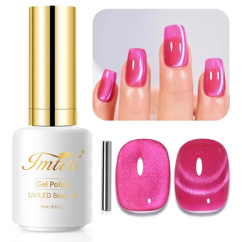 Miniatura 14 de Esmalte de uñas de gel con purpurina, 0.5 fl oz, color rosa brillante, de remojo, con LED, UV, kit de esmalte de uñas de gel para manicura en salón