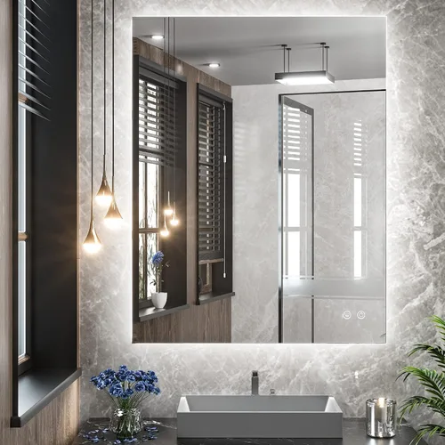 Miniatura 21 de TETOTE - Espejo retroiluminado para baño con luz, botón táctil regulable y función antivaho (horizontal o vertical)