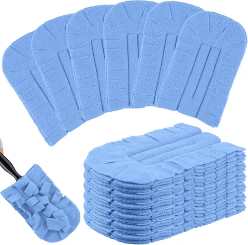 Miniatura 14 de Zubebe 12 piezas de repuesto de plumero de forro polar reutilizables, plumeros planos de plumas, almohadillas de limpieza lavables para múltiples