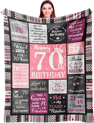 Miniatura 13 de Ivivis Regalos de 100º Cumpleaños para Mujeres Manta 60"x50", Suministros de Decoraciones para Fiesta de 100º Cumpleaños, Regalos de Feliz 100º