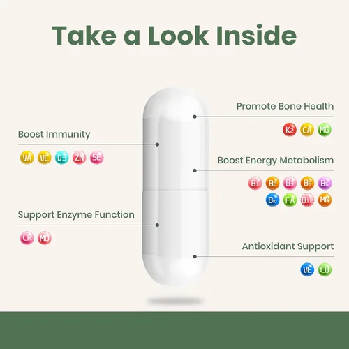 Miniatura 4 de Multivitamínico para mujeres y hombres - Multivitamínico para hombres y mujeres para el apoyo a la salud de los huesos, la piel y el sistema