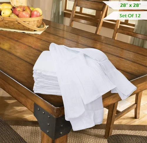 Miniatura 8 de Harina Sack - Toallas de cocina (blanco, paquete de 12) 100% algodón, servilletas de tela de 28 x 28 pulgadas, envoltura de pan, estopa, paños