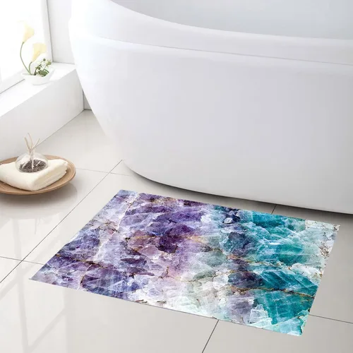 Miniatura 14 de LB Alfombra de baño de mármol negro y dorado, con cita divertida, antideslizante, diseño geométrico abstracto, tapete de espuma viscoelástica, súper