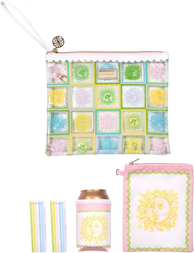 Miniatura 11 de Lilly Pulitzer Funda de vinilo resistente al agua para la playa, bolsa con cremallera incluye protector de bebidas, funda pequeña y clips para toalla