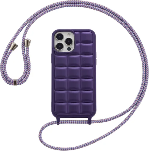 Miniatura 8 de ZCDAYE Funda para iPhone 13 Pro Max con correa, funda de silicona suave con cordón cruzado para teléfono, correa de hombro ajustable para el cuello