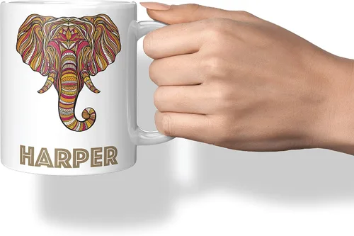 Miniatura 4 de Regalos de elefante, taza de café personalizada de 11 oz con nombre de elefante - Regalos de Navidad para mujeres, niños - Bonita taza de té