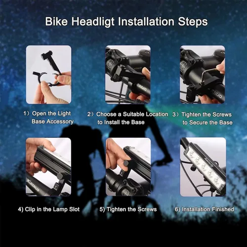 Miniatura 7 de Luz de Bicicleta LED Super Brillante, Faro de Bicicleta Recargable USB, Faro de Bicicleta Resistente al Agua, Faro de Bicicleta de 2500 Lúmenes