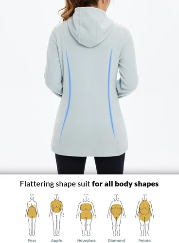 Miniatura 2 de BALEAF Chaqueta larga de forro polar con capucha y cremallera completa para mujer, abrigo de invierno suave y ligero