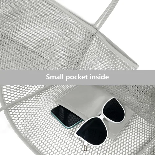 Miniatura 3 de Bolsa de playa de malla para mujer bolsa de mano grande para piscina natación viajes vacaciones bolsa de hombro ligera a prueba de arena para verano