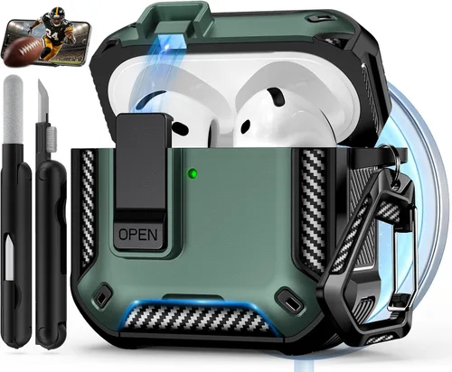 Miniatura 15 de Funda para AirPods Pro de 2 generación con soporte para teléfono, diseño de interruptor automático de protección completa contra caídas con kit