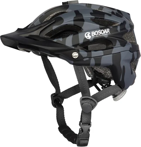 Miniatura 15 de Casco de bicicleta de montaña Bosoar, casco de ciclismo para adultos con soporte para cámara y visera desmontable para hombres, mujeres y jóvenes