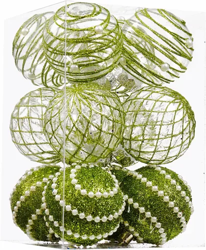 Miniatura 7 de 12 unidades de esferas de Navidad de adorno de 2.76 pulgadas, irrompibles, de plástico transparente, grandes, decoración para árbol de Navidad, Rosa