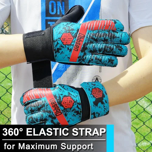 Miniatura 5 de Guantes de portero de fútbol para niños, jóvenes y adultos, guantes de portero de fútbol de agarre fuerte con protección para los dedos, Azul /Rojo