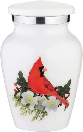 Miniatura 5 de BOLD & DIVINE Urnas pequeñas de recuerdo de pájaro cardenal para cenizas humanas Hecho a mano Juego de 4 mini urnas con caja y embudo