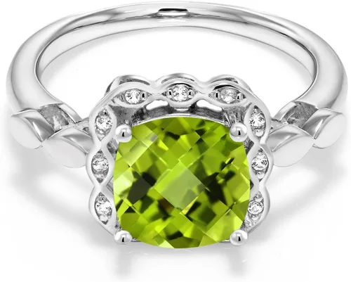 Miniatura 24 de Gem Stone King Anillo de compromiso de plata de ley 925 de 0.315 in con piedra natal y zafiro blanco creado Anillo de compromiso de boda