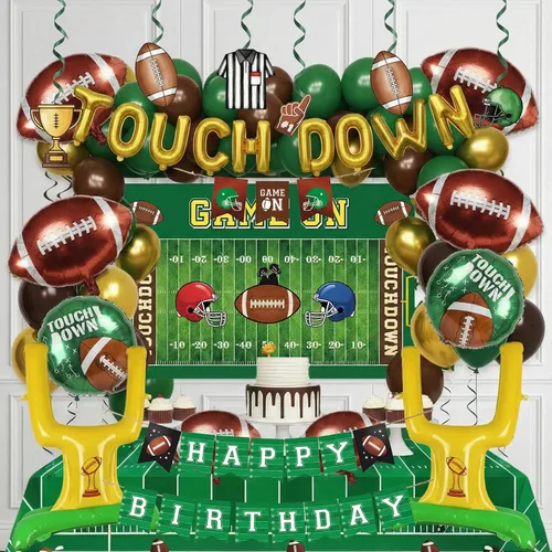 Miniatura 10 de Decoraciones de fiesta de fútbol y con poste de portería de fútbol, globos de aluminio para niños y adultos, tema deportivo, cumpleaños, día