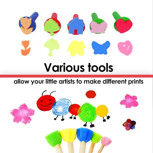 Miniatura 5 de Funto Juego de pintura de dedos lavable para niños, 25 piezas de suministros de pintura artística no tóxicos para bebés, incluye rollo de papel