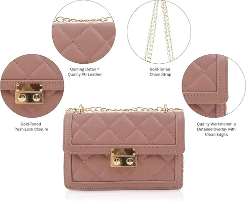 Miniatura 5 de SG SUGU Pequeño bolso cruzado acolchado, mini bolso de hombro de diseñador de moda, cartera de teléfono para mujer