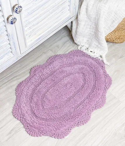 Miniatura 19 de Chardin home Alfombra de baño de ganchillo beige, alfombra de baño ovalada 100% algodón con borde de ganchillo artesanal hecho a mano, alfombra