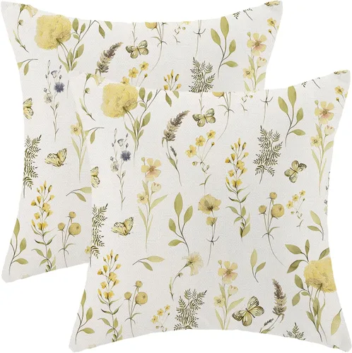 Miniatura 9 de AEIOAE Fundas de Almohada de Primavera 12x20 Pulgadas Juego de 2, Fundas de Almohadas Decorativas de Flores Silvestres y Plantas Verde Salvia