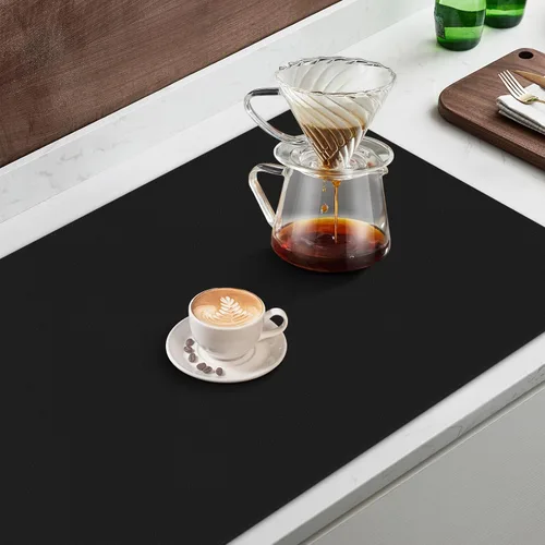 Miniatura 5 de WISELIFE Tapete de café súper absorbente para secar platos, accesorios de barra de café, combina con máquina, tapetes de secado grandes para Negro